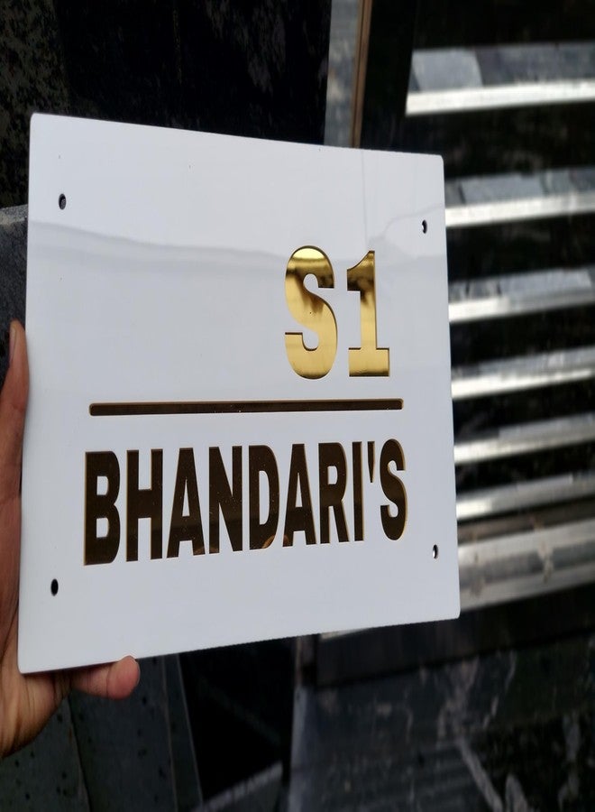 HomeEcho لوحات أسماء أبواب فاخرة مقاومة للماء من هوم إيكو، قابلة للتخصيص، لمداخل المنازل (15×30 سم) بأحرف ثلاثية الأبعاد - مثالية للمنازل والمكاتب والمداخل الخارجية، مزودة بمسامير من الفولاذ المقاوم للصدأ || لوحات أسماء الأبواب (أبيض وذهبي) - Image 5